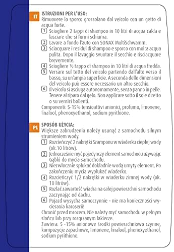 SONAX XTREME Champú 2 en 1 para coche (1 litro) | Ideal para limpiar pintura, metal, cristal y plástico | Limpieza profu