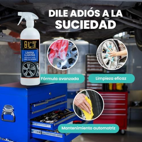 Pack Limpia Llantas y Limpia Tapicerias | Multiusos de 1 Litro | Para Coche y Moto | Eliminador de Suciedad y Desinfecta