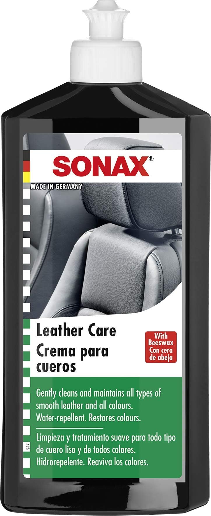 SONAX, cuidado del cuero con cera de abeja, para muebles y autos | N.° 02912000-544  
SONAX, limpia y nutre cuero liso y