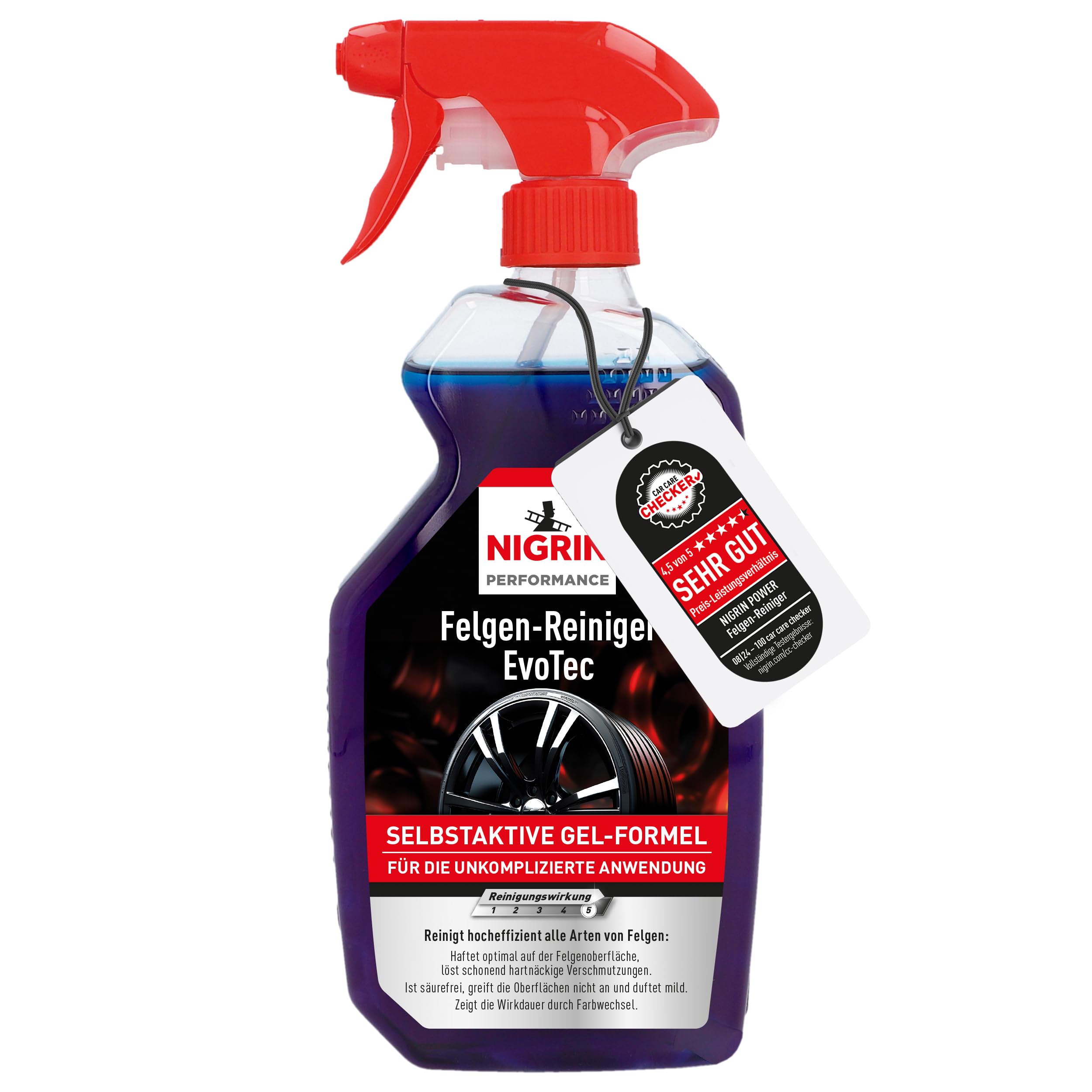  NIGRIN Limpiador de llantas EvoTec alto rendimiento para todos los tipos de llantas, indicador de acción incorporado, a